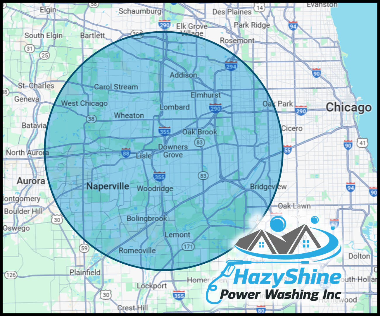 HazyShine Powerwashing Service Boundary